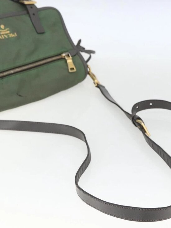 PRADA Shoulder Bag Nylon Green Gold Auth - Picture 10 of 16